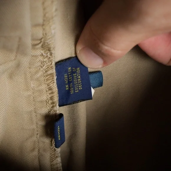 Polo‎ Ralph Lauren Classic Fit Chino Pants Khaki Tan Mens Size 38 32 - Picture 8 of 9